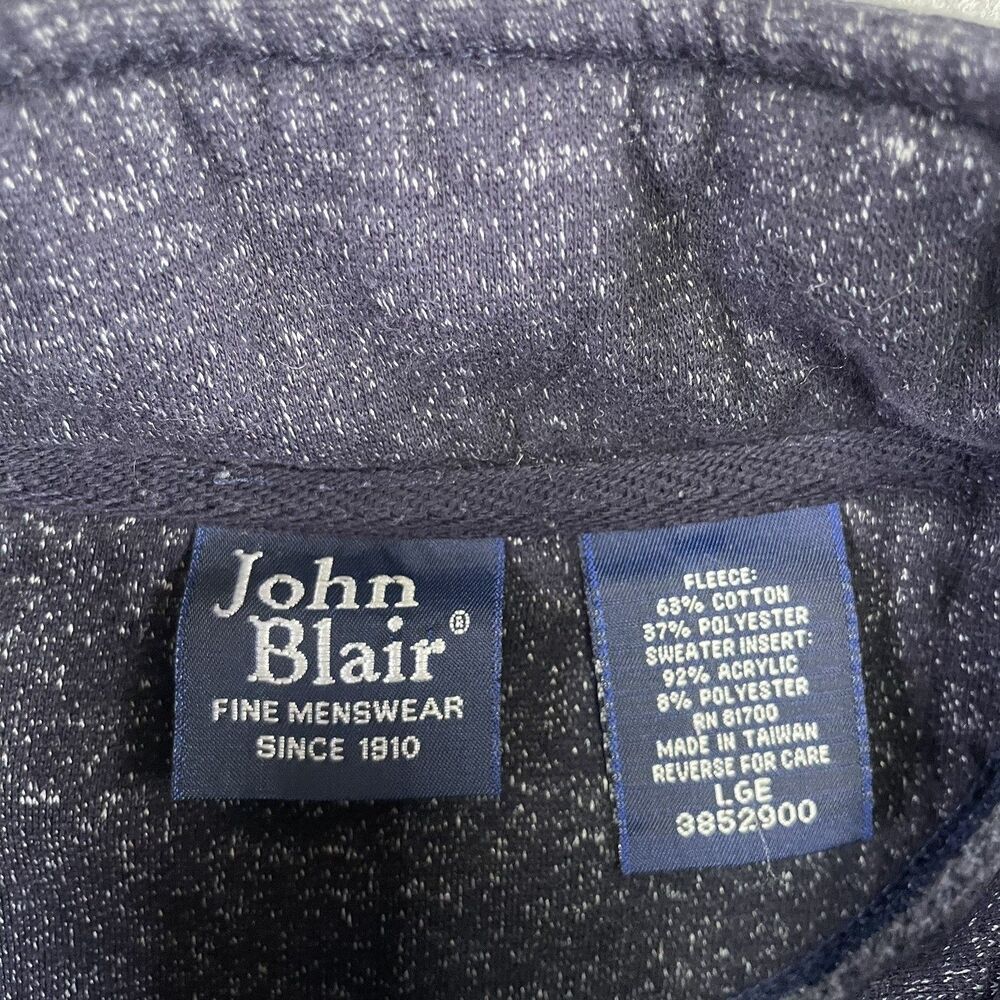 Vintage John Blair Cardigan Sweater L Full Zip Blue Cable Knit Grandpa Core 90s - Picture 2 of 12